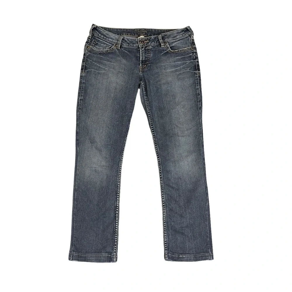 VINTAGE Silver Jean Straight Leg Low Rise. Blue Size 8? #